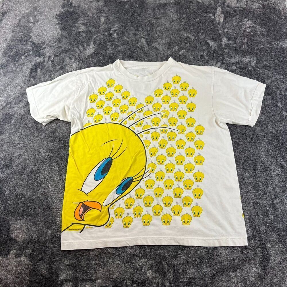 Vtg 90's Looney Tunes Tweety Bird AOP T-Shirt Short Sleeve Sz L/XL*